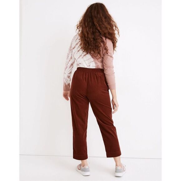 Madewell Women’s Rusted Burgundy Corduroy Tapered Huston Pull-On Crop Pants - Picture 4 of 11